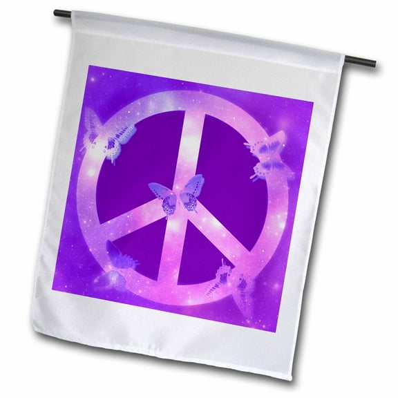 3dRose, Universe Peace Sign Purple Butterflies- Inspirational Art, 18 x 27 inch Garden Flag