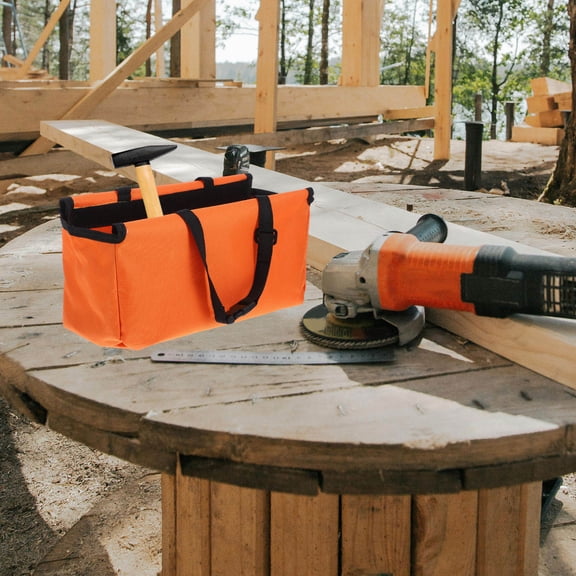 ETEREAUTY Large Orange Cloth Ladder Tool Organizer Bag for Repair, Maintenance, and Versatile Ladder Storage