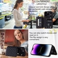 thumbnail image 4 of For Iphone 15 Pro Grid Texture Card Bag Phone Case With Lanyard(Black),iPhone 14 Pro, 4 of 6