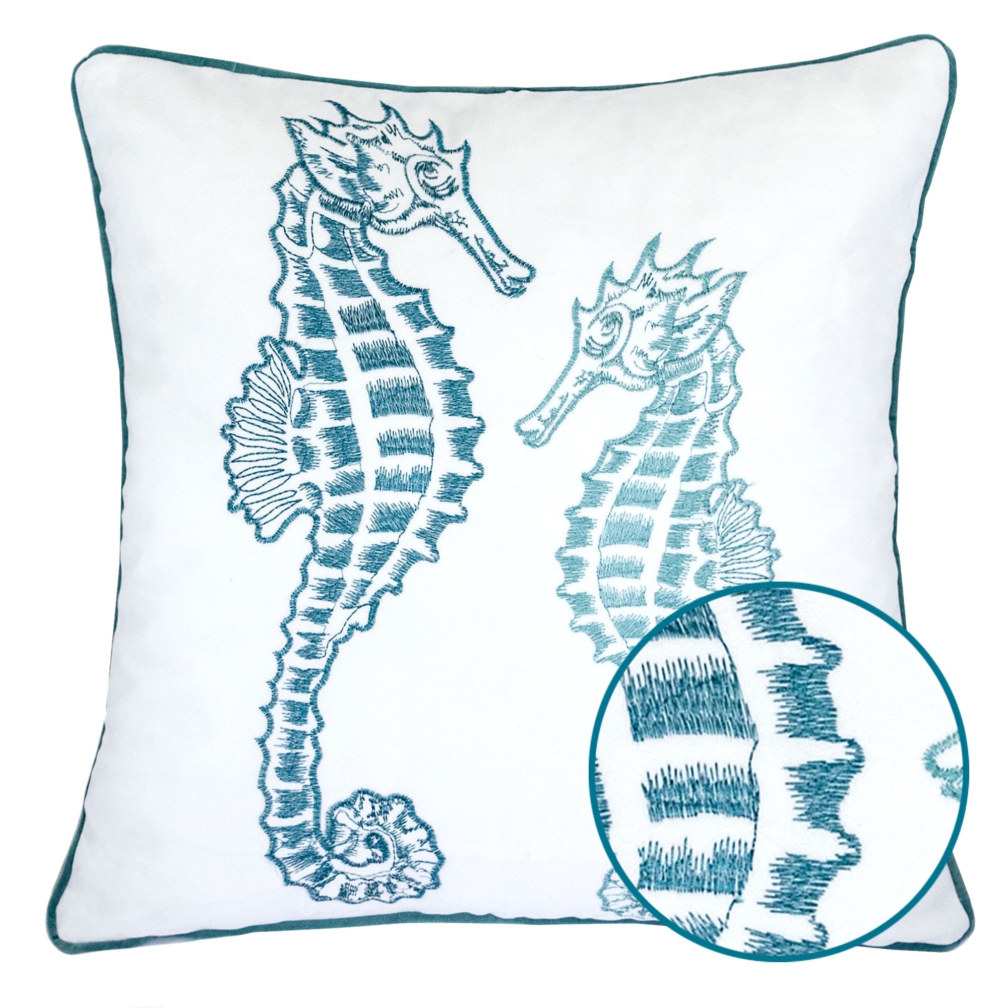Seahorse Teal Animal Print Polyester 20 in. x 20 in. Throw Pillow