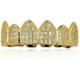 thumbnail image 1 of Parrilla para congelador Macro Pave CZ chapada en oro de 18 quilates con barras de moldura adicionales Ormromra LRWJ452-3, 1 of 4