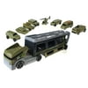 Special Forces War Simulation Toy Military Vehicle Playset w/ Trailer Truck, Rotating Trailer, Ramp, Car Compartments, 6 Cars, Helicopter, & Tank