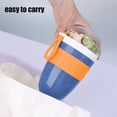 thumbnail image 4 of Oatmeal Cup With Cover | Yogurt Cup With Spoon | Double Breakfast Container To Go | Plastic | Cylindrical Design | Transparent | Handle | Foldable Tableware | 170ml+380ml | 1pc | Blue/Green/Pink |, 4 of 6
