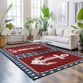 thumbnail image 3 of Area Rugs 3'x5', Nautical Coastal Carpet Runner Indoor Outdoor Rugs Home Decor Aesthetic, Blue Red Lighthouse Sailing Anchor Rudder Non Slip Mats Washable Accent Rug for Living Room Bedroom, 3 of 8