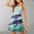 thumbnail image 3 of Blue Whale Art Print Slip Dress Dress Summer Elegant Women's Dress Women's Clothing, 3 of 6