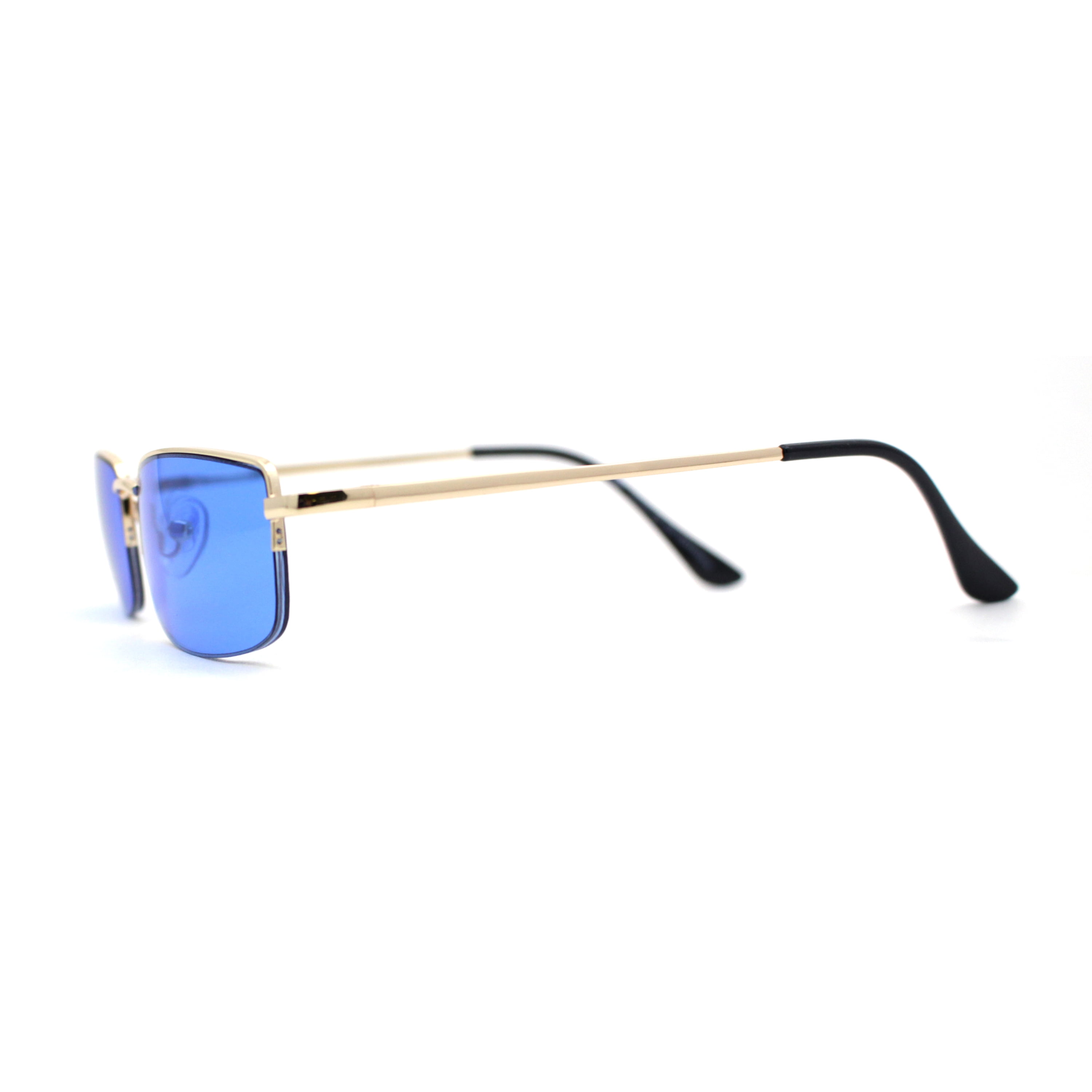 SA106 Mens Pop Color Lens Half Rim Narrow Rectangular 90s SA106 Mens Pop Color Lens Half Rim Narrow Rectangular 90s