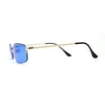 thumbnail image 3 of SA106 Mens Pop Color Lens Half Rim Narrow Rectangular 90s Dad Sunglasses Gold - Blue, 3 of 4