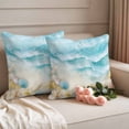 thumbnail image 2 of Blue Summer Beach Outdoor Waterproof Pillow Covers, Coastal Starfish Shell Nautical Ocean Decorative Square Throw Pillowcase Sofa Cushion Sham for Patio/Couch/Chair, 26"x26" 2 Pack, 2 of 8