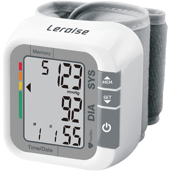 Wrist Blood Pressure Monitor for Home Use, Large LCD Display, 99 x 2 Sets Memory, 1 Carrying Case