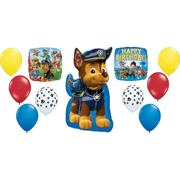 PAW PATROL Chase Dog Figure 11 Piece Birthday Party Mylar Latex Balloons Set