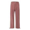 thumbnail image 5 of ClodeEU Women's High Waist Wide Leg Pants ,Solid Color Button Zipper Pocket Casual Pants Pink,Womens Plus XXXL, 5 of 5