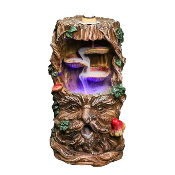 Forest Celtic Greenman Tree Ent With Fungi Pillar Backflow Incense Cone Burner