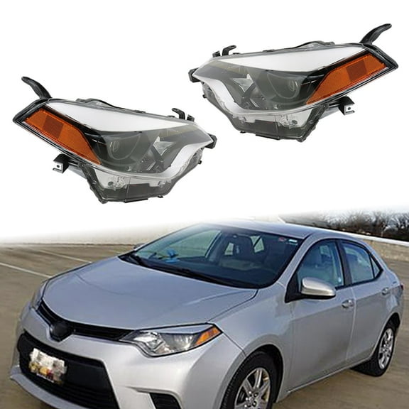 Pair of Headlight Housing Assembly Headlamps Fit for Toyota Corolla 2014-2016 (without Bulbs)