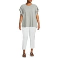 thumbnail image 5 of Terra & Sky Women's Plus Size Flutter Sleeve Knit Top, 5 of 5