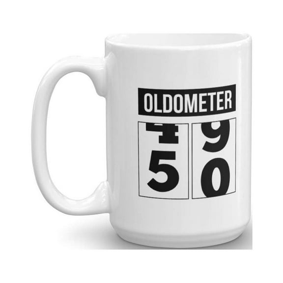 Funny Unique 50th Birthday Oldometer Coffee & Tea Gift Mug (15oz)