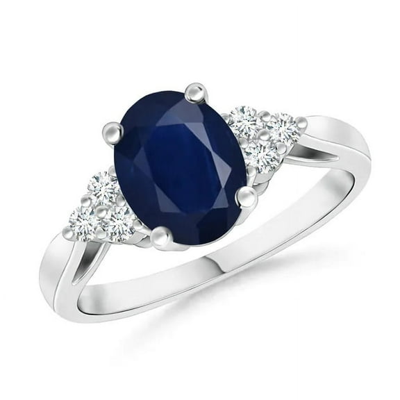 1 Ctw Oval Blue Sapphire 925 Sterling Silver Solitaire Accents Women Anniversary Ring GIFT FOR HER