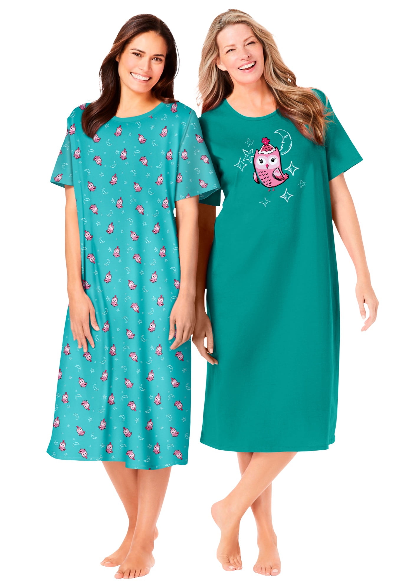 Dreams & Co. Women's Plus Size 2Pack Long Sleepshirts Nightgown