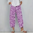 thumbnail image 2 of VERUGU Capri Pants for Women Summer Comfortable Fashionable Printed Loose Casual Cropped Pants with Pockets Purple XXL, 2 of 5