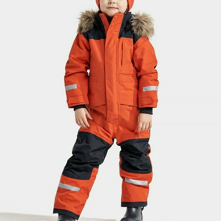 Clearance Sales Kids Girls Boys One Piece Snowsuits Hooded Winter Outdoor Overalls Snowboarding Ski Suits Colorful Snowsuits Ski Suits Jackets Winter Jumpsuits Black and Friday Deals 2024 Red 110