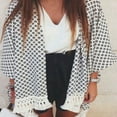 thumbnail image 2 of Femmes Bikini Cover Up Pompon Ourlet Cardigan à Manches Longues Cover Up, 2 of 5