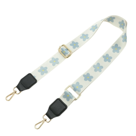 Unique Bargains 1 Pc Plum Blossom Pattern Light Gold Tone Hook Handbag Strap for Dating White Nylon PU