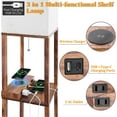 thumbnail image 2 of Arts Floor Lamp with Shelves, Shelf Lamp with Wireless Charger & USB A+C Ports & 2 AC Outlets,3 Color Temperature Corner Tall Standing Floor Lamps for Living Room, Bedroom, Office (Brown), 2 of 12
