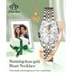 thumbnail image 2 of Reloj de mujer Set de regalo con collar Azul Señoras Diamante Pequeño vestido casual Acero inoxidable Cuarzo Impermeable Luminoso Reloj de dos tonos Plata Oro Reloj de oro, 2 of 5