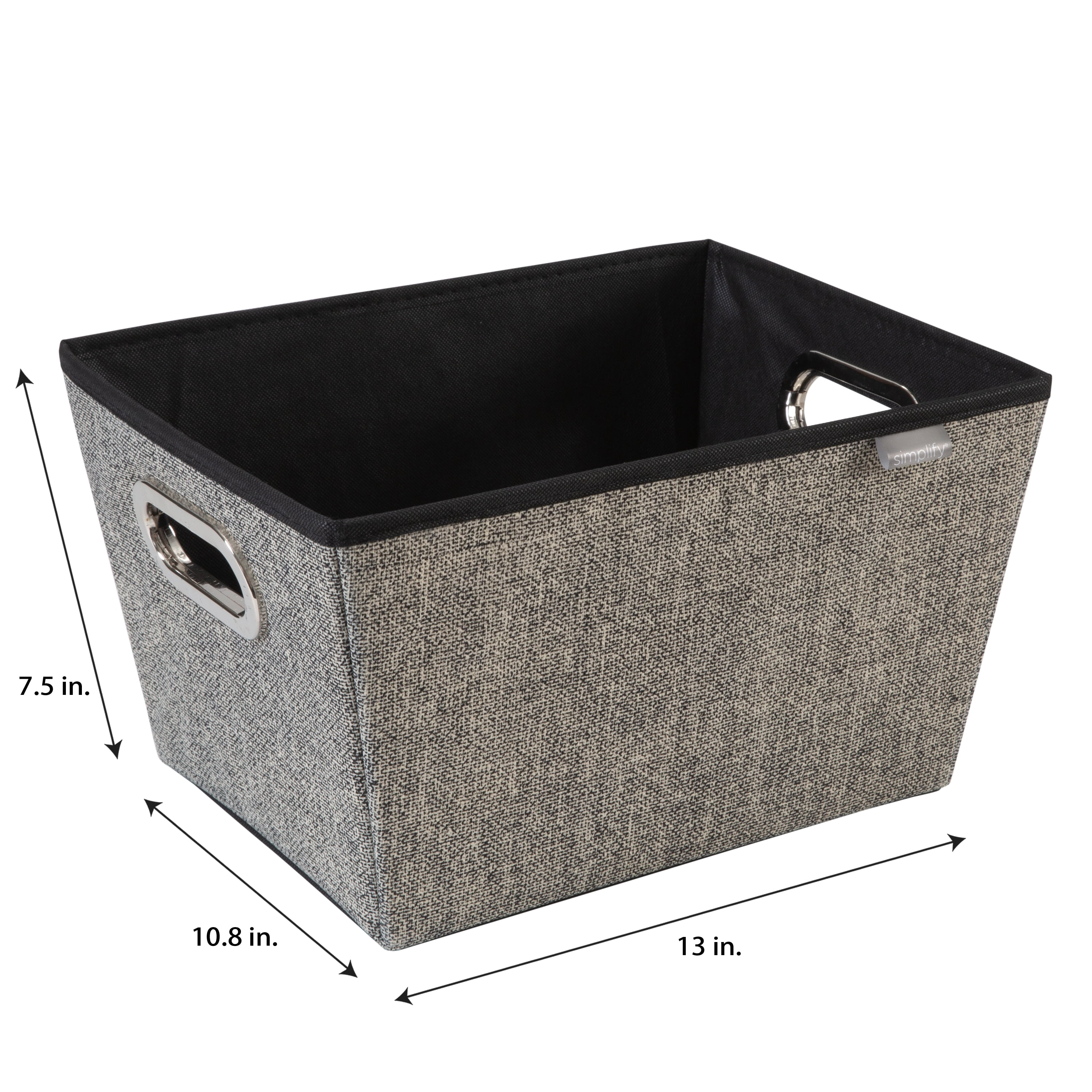 Simplify 4.32 Gallon Medium Grommet Plastic Storage Bins, Black