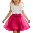 thumbnail image 3 of DGMIOCS Girls Dresses Cute Flower Embroidered Ruffle Sleeve Sundress 2026 Fashion Casual Flowy Tulle Bow Princess Dresses Red 5-6 Years, 3 of 9