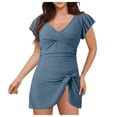 thumbnail image 3 of Huesdet Women's Plus Size Swimsuit One Piece Tummy Control Bathing Suit Modest Full Coverage Ruffle Swim Suits[Sky Blue,L], 3 of 8