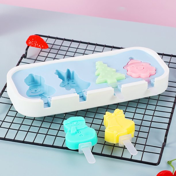 Ice Lolly Moulds 4 Shapes Silicone Popsicle Molds, Ice Mould With