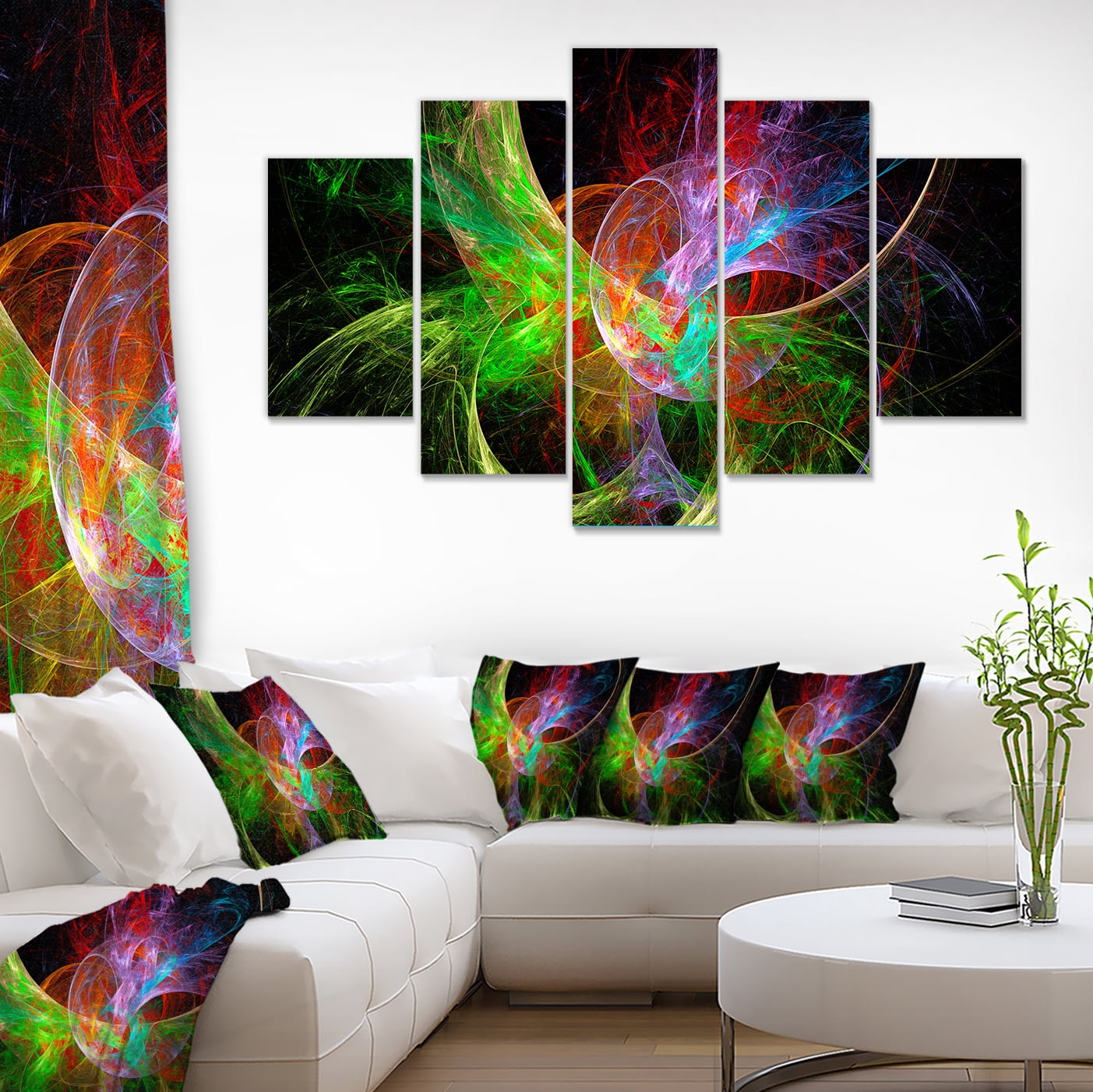 Designart 'Multi Color Fractal Abstract Design ' Contemporary Canvas Art Print