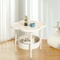 thumbnail image 6 of 2-Tier Modern Side Table, Four-Leaf Clover Shape End Table Coffee Table Tea Table Small Nightstand Sofa Side Snack Table for Bedroom Living Room Creamy White, 6 of 7