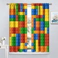 thumbnail image 2 of Building Blocks Toy Curtains, Abstract Colorful Plastic Brick Geometric Print Pattern Window Treatment Drapes for Boy Girl Bedroom Playroom 53"W x 63"L (Pack of 2), 2 of 6