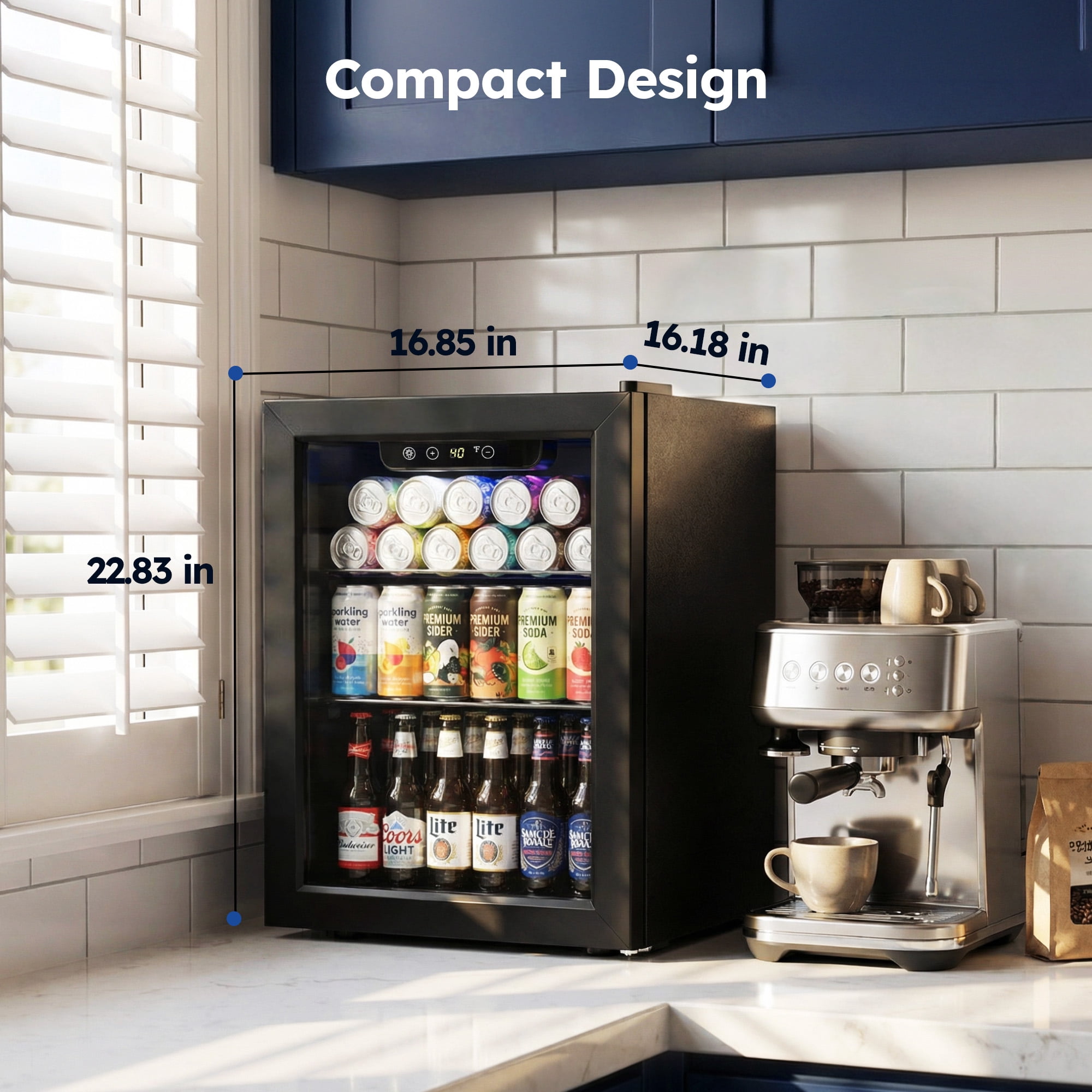 Simzlife 68 Can Beverage Refrigerator，1.9 Cu.ft Beverage Cooler with Glass Door, Mini Fridge for Home/Office/Bar,Black