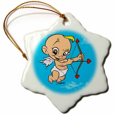 3dRose Cupid - Snowflake Ornament, 3-inch
