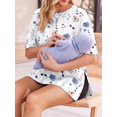 thumbnail image 4 of Weardear 4 Packs Maternity Shirts Short Sleeve Split Side Pregnancy Tee Tops Drop Shoulder Crew Neck Tunic Blouse Loose Fit Pregnant Clothes, 4 of 6