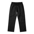 thumbnail image 5 of Cargo Pants for Mens Solid Color Multi Pocket Elastic Waist Drawstring Outdoor Workout Pants Casual Straight Leg Athletic Pants for Hiking, 5 of 8