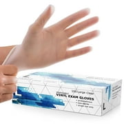 Dre Health Disposable Vinyl Gloves (L) 100 Pack - Latex and Powder Free Medical Exam Gloves