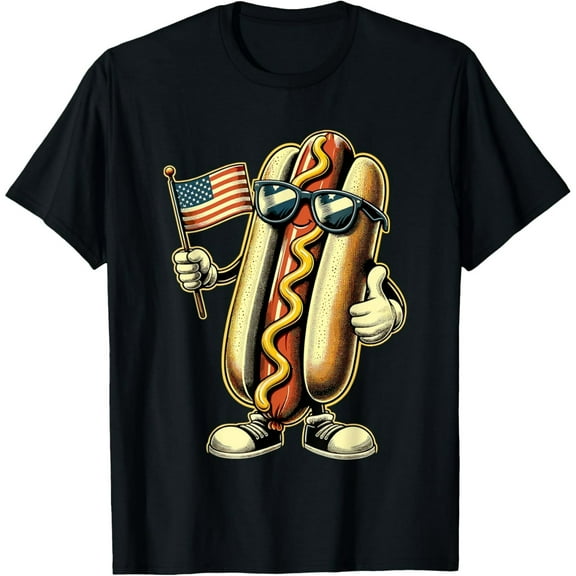 Hotdog Sunglasses American Flag USA Funny 4th Of July T-Shirt Shirts