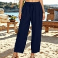 thumbnail image 2 of Womens Wide Leg Pants Drawstring Loose Baggy High Waisted Barrel Pants Summer Lounge Trousers with Pockets, 2 of 5