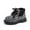 Black, variant on REDARER Girls Ankle Boots British Style Knit Collar Glossy Leather Side Zipper Martin Boots Easy Wear,Size:5-5.5 Years