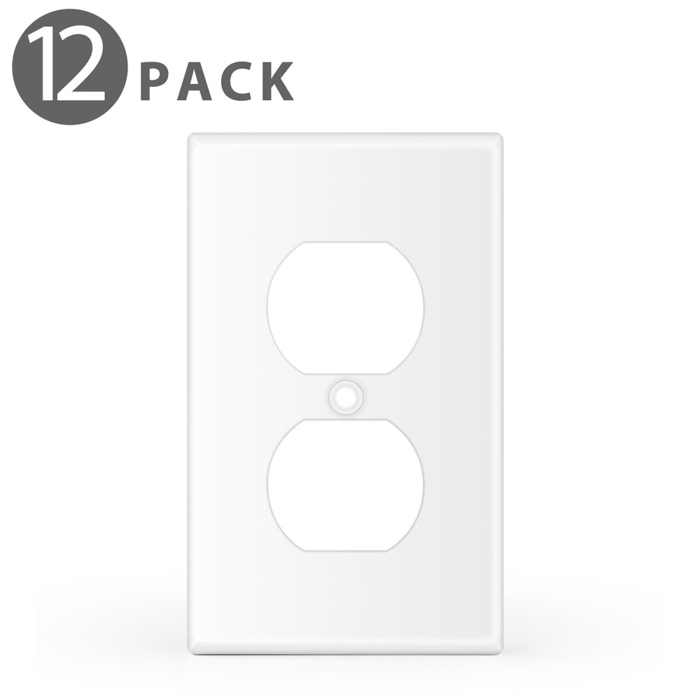 1 Gang Duplex Receptacle Wall Plate, 12 Pack Standard Size Dual Port