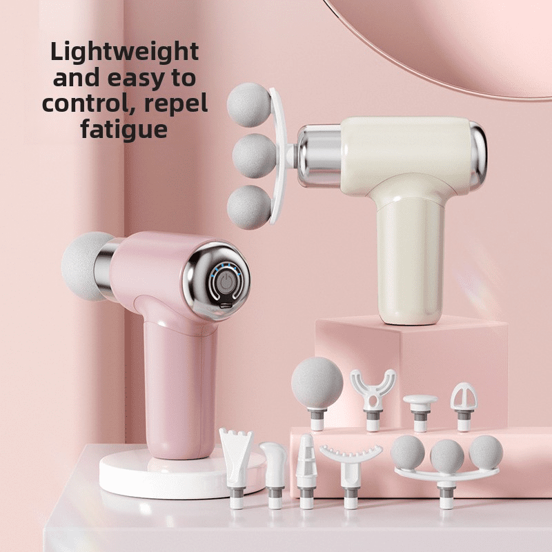 CNV Professional Mini Massage Gun with 9 Interchangeable Heads, Handheld Percussion Massager for Full Body Muscle Recovery, Portable Handheld Wellness Kit