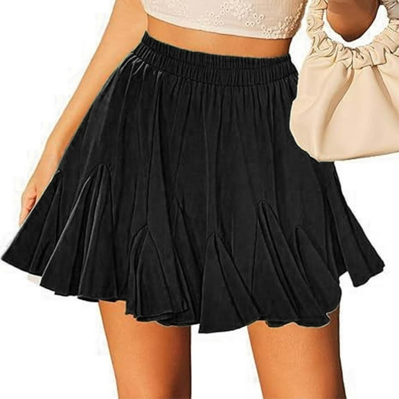 High Waist Pleated A Line Mini Skirt For Women Solid Color Elastic Waist Sports Skirt Comfortable Fashionable Skort School Skirt Midi Skirts with Slits plus Size Skirts Running Skirt Long Denim Skirt