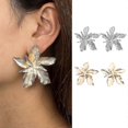 thumbnail image 2 of Pendientes colgantes de flores doradas shaofei Flor Oro, 2 of 5