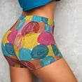 thumbnail image 4 of Fotbe Colorful Wool Balls Seamless Shorts, Womens Workout Shorts High Waist Stretch Booty Short for Gym/Yoga/Running/Biking-Small, 4 of 9