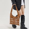 thumbnail image 2 of Small Round Bead Shoulder Bag High-grade Rivet Niche Design Light Luxury Brand Unique Commit Large-capacity Women's Underarm Bag, 2 of 6