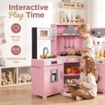 thumbnail image 4 of Pirecart Toddler Play Kitchen, Wooden Corner Pretend Toys Playset with Realistic Lights & Sounds, Microwave Oven, Washer and Cooking Accessories, 4 of 11