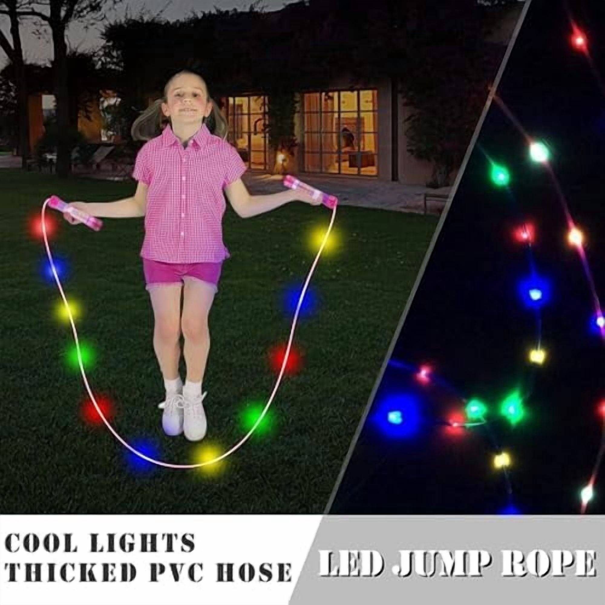 Light Up Jump Rope, LED Jump Rope for Kids Boys Girls Women Jumping Fitness, Tangle-Free Jumping Rope with Adjustable Size & Colorful Lights, Glow in The Dark Party Supplies Outdoor Indoor Exercise